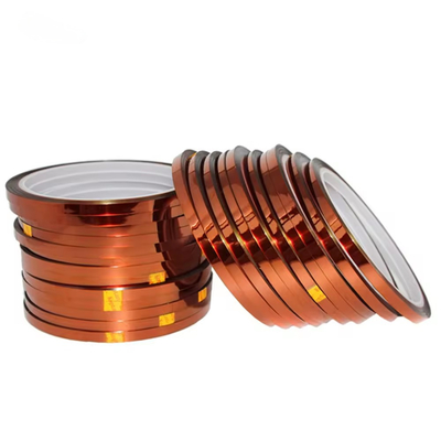 주문 19N/25mm 팽창 강도 카프톤 폴리마이드 테이프 0.05mm 실리콘 접착제 앰버 색상 online manufacture